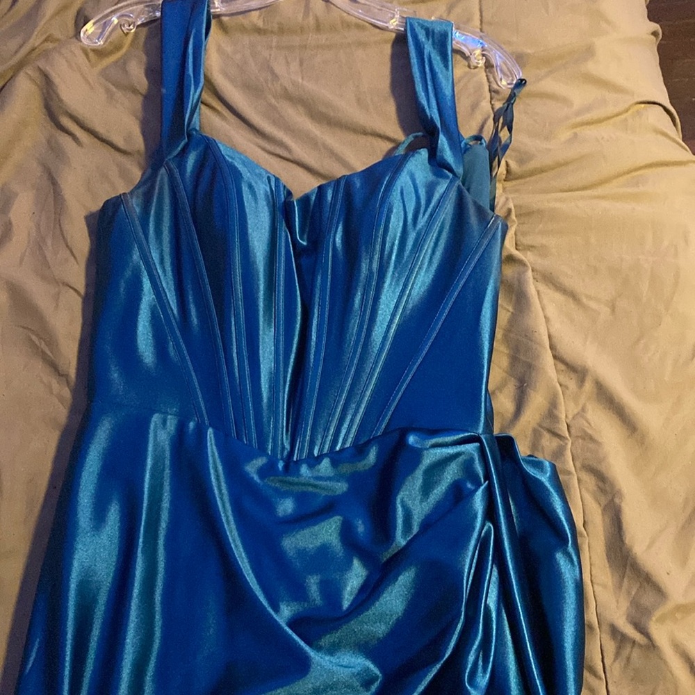 Blue prom dress.